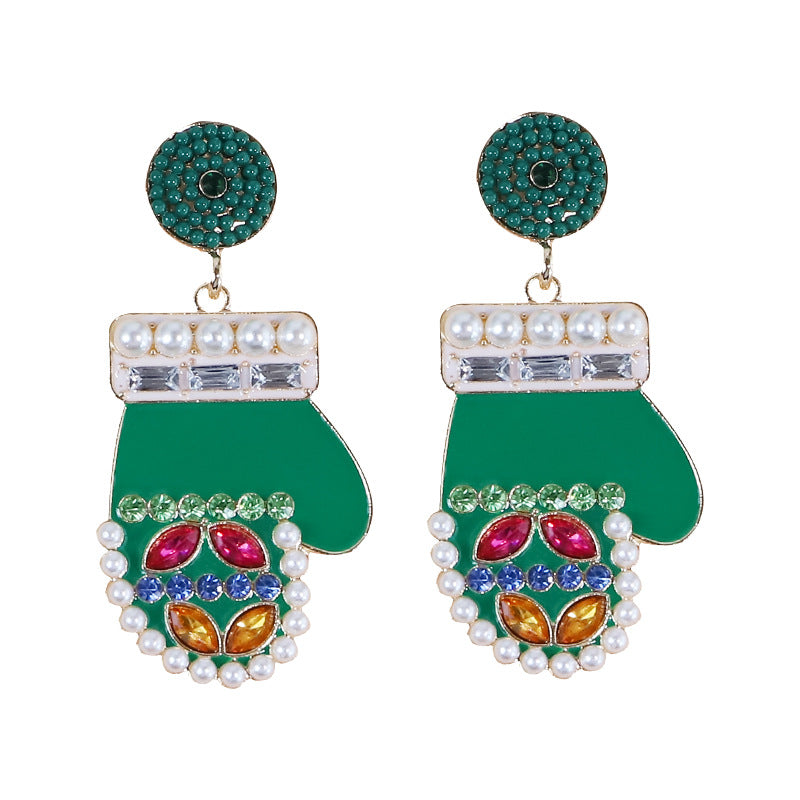 Wholesale Christmas Cartoon Faceless Doll Red Guard Diamond Earrings
